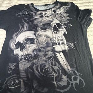 Dark Skull and Rose Graphic Tee